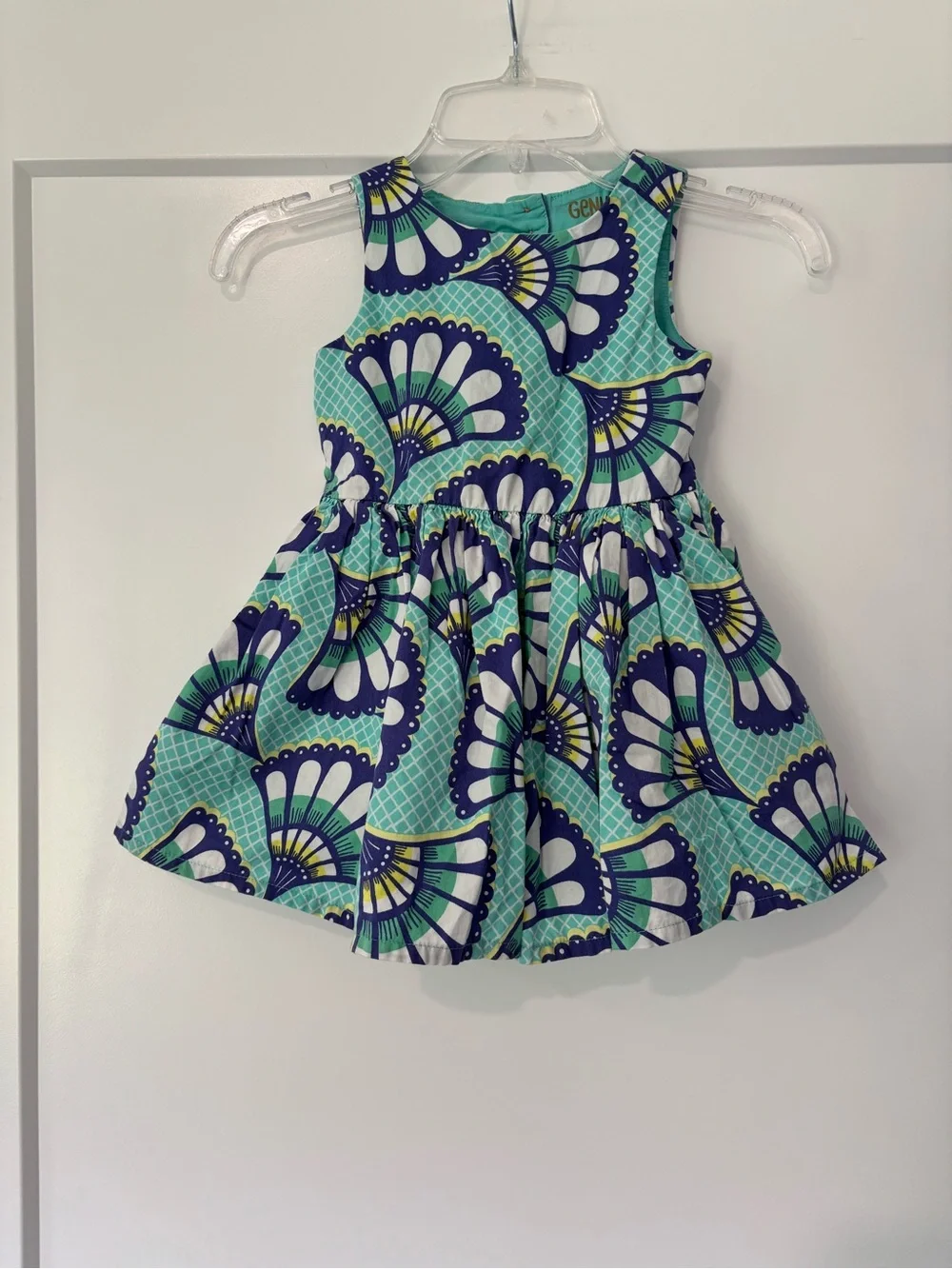 Oshkosh Turquoise and Purple Patterned Open Back Dress Sz 2T
